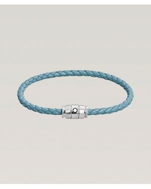 Montblanc Meisterstã¼Ck Three Ring Woven Leather Bracelet - Blue