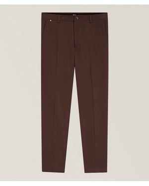 BOSS Kane Modern-Fit Stretch-Cotton Twill Pants - Brown