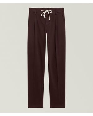 Eleventy Cotton-Stretch Pleated Sweatpants - Brown