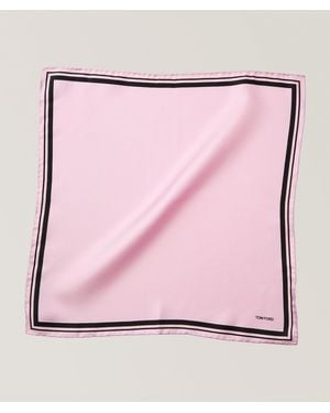 Tom Ford Contrast Border Silk Pocket Square - Pink