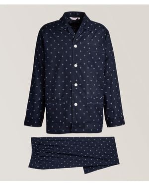 Derek Rose Medallion Rope Piped Cotton Pyjama Set - Blue