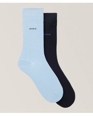 BOSS 2-Pack Soft Compact Dress Socks - Blue