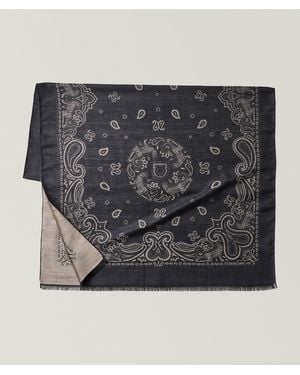 Ferragamo Arabesque Paisley Wool-Silk-Cashmere Scarf - Grey