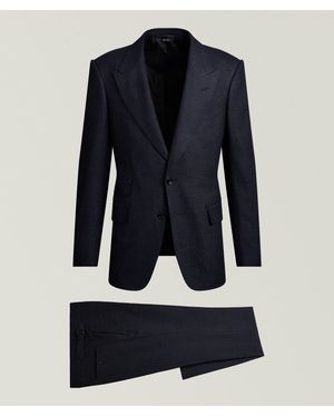 Tom Ford Shelton Grand Birdseye Wool-Blend Suit - Blue