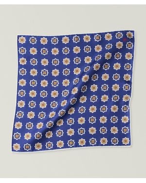 Isaia Medallion Silk Pocket Square - Blue