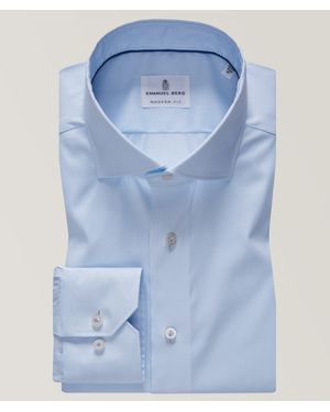 Emanuel Berg Byron 4-flex Stretch-cotton Performance Shirt - Blue