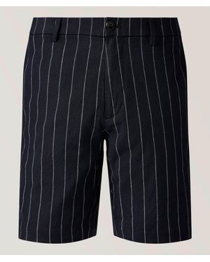 Dek Pinstripe Stretch Linen-Cotton Shorts - Blue