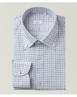100 Hands Plaid Linen Dress Shirt - Blue