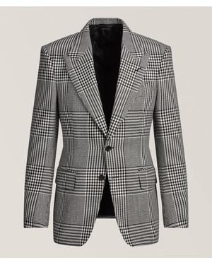 Tom Ford Shelton Plaid Wool Sport Jacket - Grey