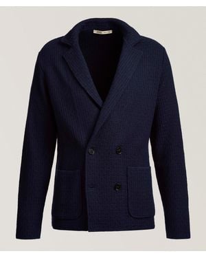 Maurizio Baldassari Basket Weave Silk-Blend Sweater Jacket - Blue