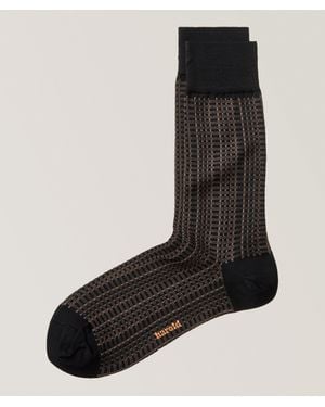 Harold Stacked Plaid Stretch-Cotton Socks - Black