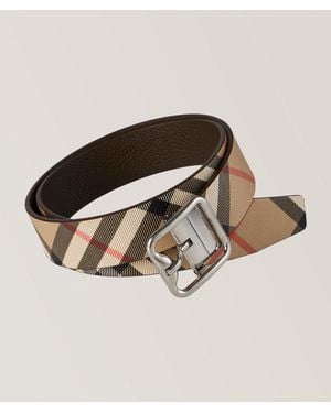Burberry Reversible Check Leather Belt - Brown