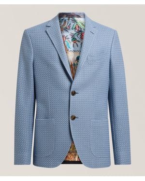 Etro Woven Cotton Sport Jacket - Blue