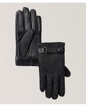 Harold Cashmere & Leather Snap Gloves - Black