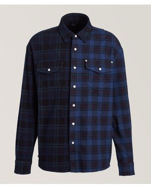 Purple Brand Wordmark Check Western Flannel Shirt - Blue