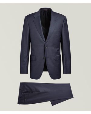 Canali Contemporary Mini-Check Wool Suit - Blue