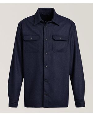 Paul & Shark Wool-Blend Snap Overshirt - Blue