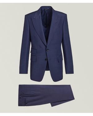 Tom Ford Shelton Wool-Silk Fine Barathea Suit - Blue