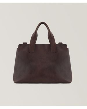 Emporio Armani Smooth Leather Duffel Bag - Brown