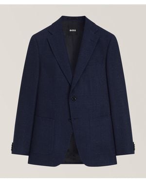 BOSS Hutson Slim-Fit Wool-Blend Sport Jacket - Blue