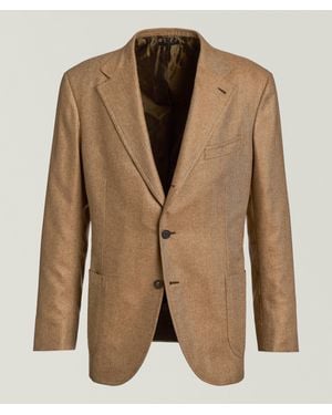 Brioni Amalfi Herringbone Silk-Cashmere Sport Jacket - Brown