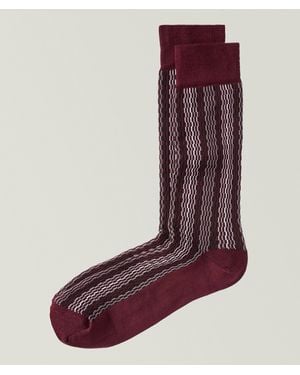 Alto Milano Roy Wavey Line Wool-Blend Socks - Purple