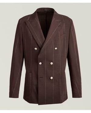 Windsor. Double-Breasted Striped Sport Jacket - Brown