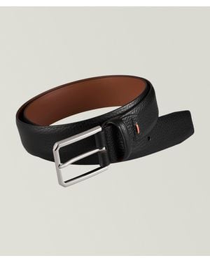Santoni Square Buckle Grained Leather Belt - Brown