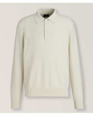 Brioni Silk Cashmere Jacquard Polo - Natural