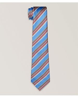 Kiton Multicolour Striped Silk Tie - Blue