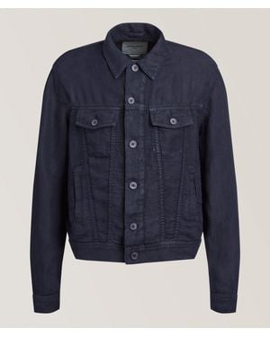 Jacob Cohen Linen Denim Chambray Trucker Jacket - Blue