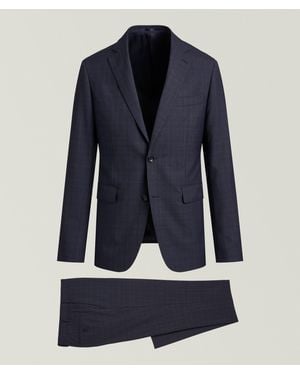 Harold Slim-Fit Plaid Wool Suit - Blue