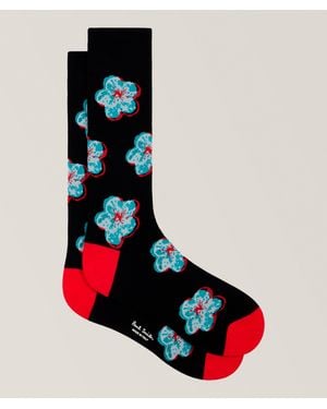 Paul Smith Zine Floral-Print Socks - Red