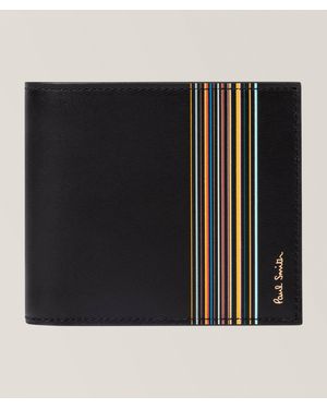 Paul Smith Signature Stripe Block Leather Bifold Wallet - Black