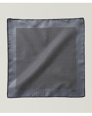 Brioni Houndstooth Silk Pocket Square - Grey