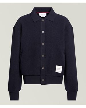 Thom Browne Polo Wool Fleece Cardigan - Blue