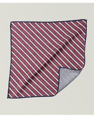 Brunello Cucinelli Stripe-Print Silk Pocket Square - Purple