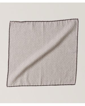 Eleventy Geometric Wool-Cotton Pocket Square - Grey
