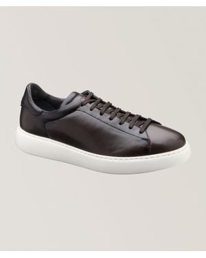 To Boot New York Buddy Burnished Leather Wedge Sneakers - Black
