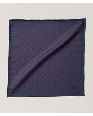 Brioni Patterned Silk Pocket Square - Blue
