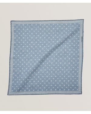 Eleventy Diamond Wool-Cotton Pocket Square - Blue