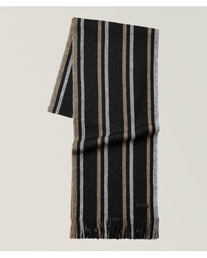 BOSS Albas Striped Wool Scarf - Black