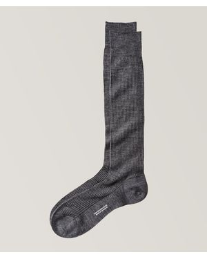 Pantherella Ribbed Knit Dress Socks - Grey