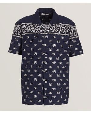 Neuw Scarf Print Camp Shirt - Blue