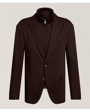 Eleventy Removable Bib Wool Jersey Sport Jacket - Brown