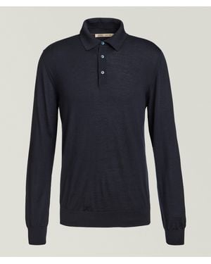 Maurizio Baldassari Virgin Wool Long-Sleeve Polo - Blue