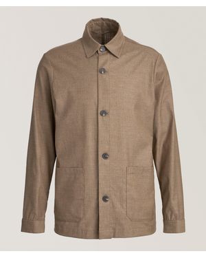Patrick Assaraf Linen-Wool Blend Shirt Jacket - Brown