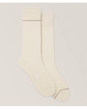 BOSS 2-Pack Signature Stripe Ribbed Socks - Natural