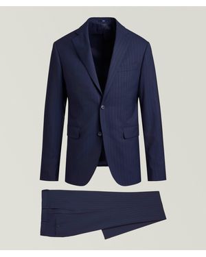 Harold Slim-Fit Chalk Stripe Wool Suit - Blue
