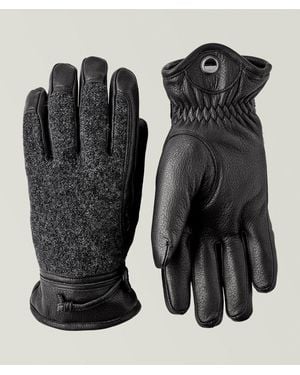 Hestra Daniel Felted Wool & Leather Gloves - Black